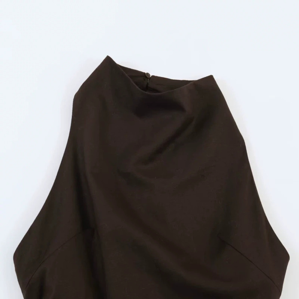 ZARA French Sexy Backless Halter Neck Long Dress